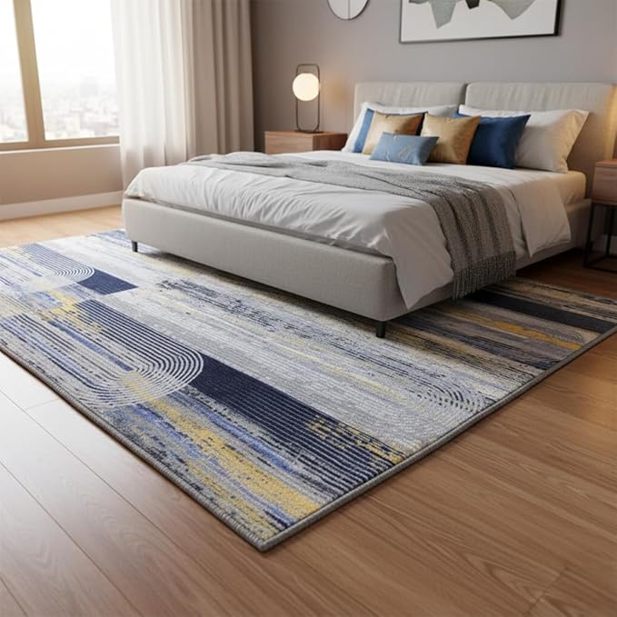 Muddy Mat짰 Horizon 5ft x 7ft Washable Area Rugs for Living Room, Bedroom & Dining Room ??Modern Soft Low Pile Non Slip Carpet ??Pet Friendly Waterproof Foldable Rugs for Home