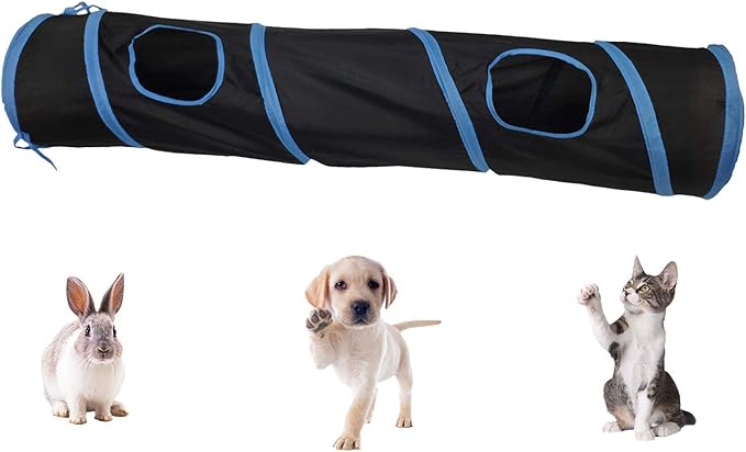 Cat Tunnel for Indoor Cats Interactive, Rabbit Tunnel Toys, Pet Toys Play Tunnels for Cats Kittens Rabbits Puppies Crinkle Pop Up Black 45"