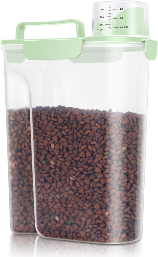 TBMax Cat Dog Food Storage Container 5 to 7 lbs, Secondary Pet Food Storage Beyond a Large Dog Food Bin for Daily Use, Easy-Pouring Bird Seed Dispenser, Travel Kibble Container for Outdoor-Light Green
