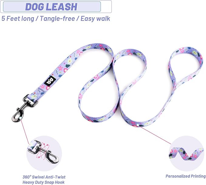 QQPETS Dog Harness Leash Set Adjustable Heavy Duty No Pull Halter Harnesses for Small Medium Large Breed Dogs Back Clip Anti-Twist Perfect for Walking