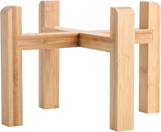 Elevated/Raised Indise 7.67 in Wide Dog Food Water Dish Holder Dog Bowl Wood Stand for Medium Large Breed.Non Slip Pet Bowl Stand Height 6.29" Tall Wide Month