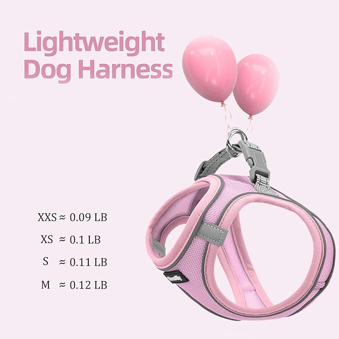 Sparkly Dog Harness Small Sized and Leash Set for Small Dogs Cats,Pink XS Puppy Harness, Step in Soft Dog Reflective Vest, Breathable Mesh Pet Harness. (Pink, XS)