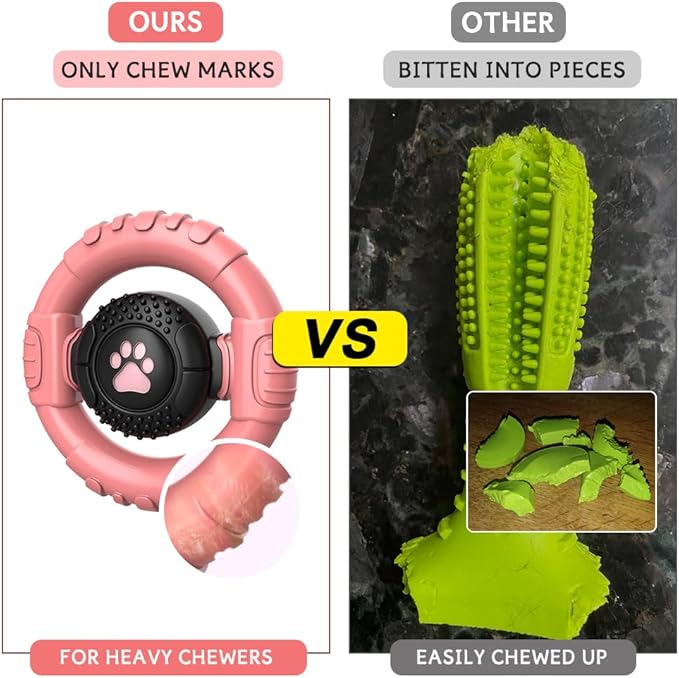 Dog Toys for Aggressive Chewers Large Medium Breed, Indestructible Squeaky Dog Chew Toys, Tough Nylon Rubber Interactive Dog Toys to Keep Them Busy