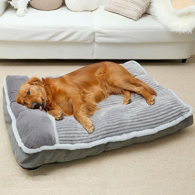 Dog Bed for Large Dogs, Dog Mattress with Pillow for Crate Kennel, Sofa pet Bed, Super Soft pet Bed for Medium, Jumbo, Small Dogs Breeds Grey, Medium:(30?쓝20 x3)