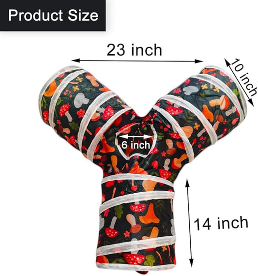 Cat Tunnel Tube Toys，Tunnels for Indoor Cats, Collapsible Interactive Toy with Balls for Rabbits, Kittens, Ferrets, Puppy (Mushroom)