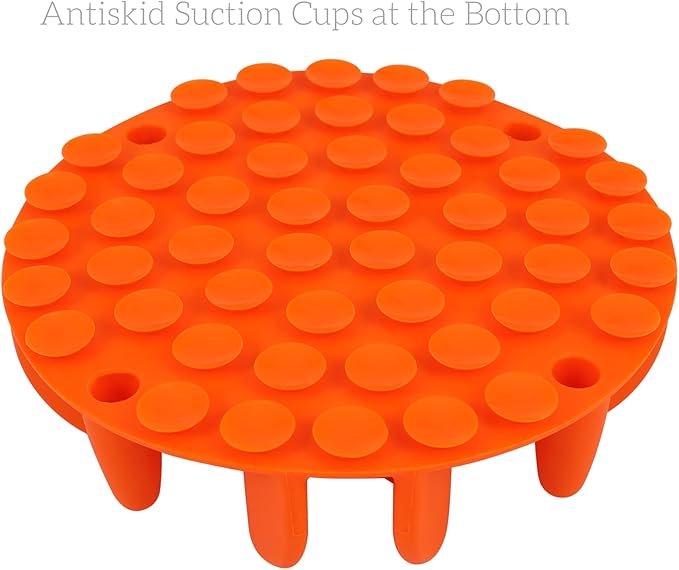 Silicone Slow Feeder for Dog Cat Puppy Pet with Strong Suction Cups for Dog Bowls (Medium, Orange)