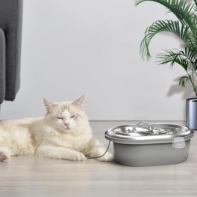 Cat Water Fountain Filters, Compatible with Stainless Steel Pet Fountain Replacement Filters for Cat Fountain (4 Filters& 4 Sponges)