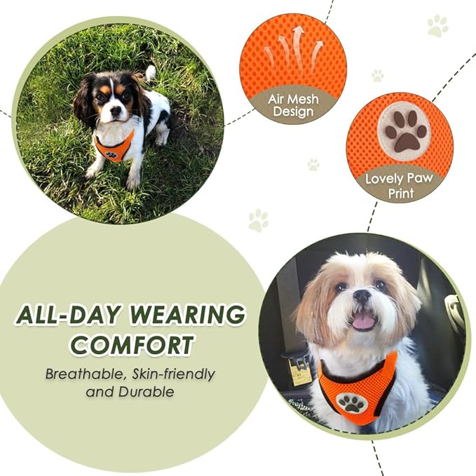 Lukovee Dog Seat Belt for Car, Adjustable Dog Car Harness for Large Medium Small Dogs, Soft Padded & Breathable Mesh Dog Seatbelt with Car Strap and Carabiner (Orange,L)