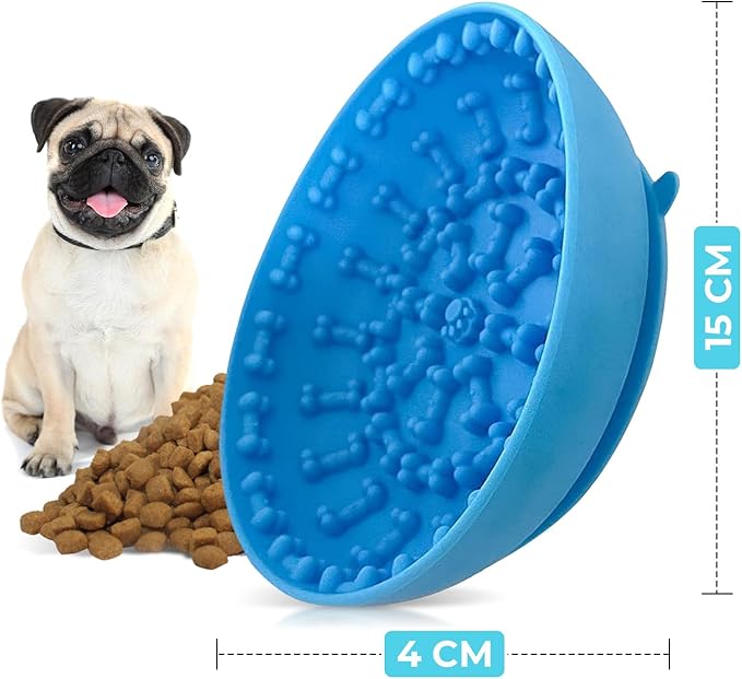 Lick mat for Dog Slow Feeder Bowl Anxiety Boredom Reducer Perfect for Yogurt, Peanut Butter. Wobble Dog Slow Feeder Bowl Easy to Clean - Non Slip Design BPA Free Silicone Licking mat - Blue