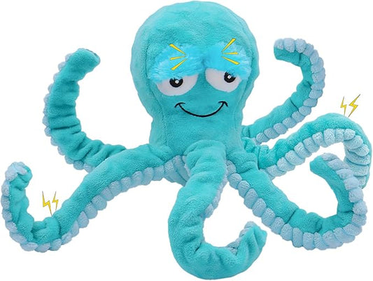 Squeaky Dog Toys - Interactive Plush Toys for Medium Dogs- Blue Octopus Toys for Tug of War