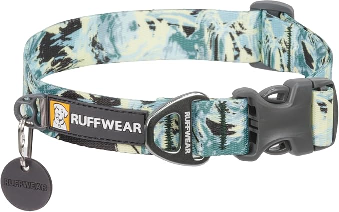 Ruffwear, Front Range Dog Collar, Adjustable Tubelok Webbing, Lightweight, Side Release Buckle, Aluminum V-Ring, Durable for Everyday Use, Sweeping Sage, 14"-20"