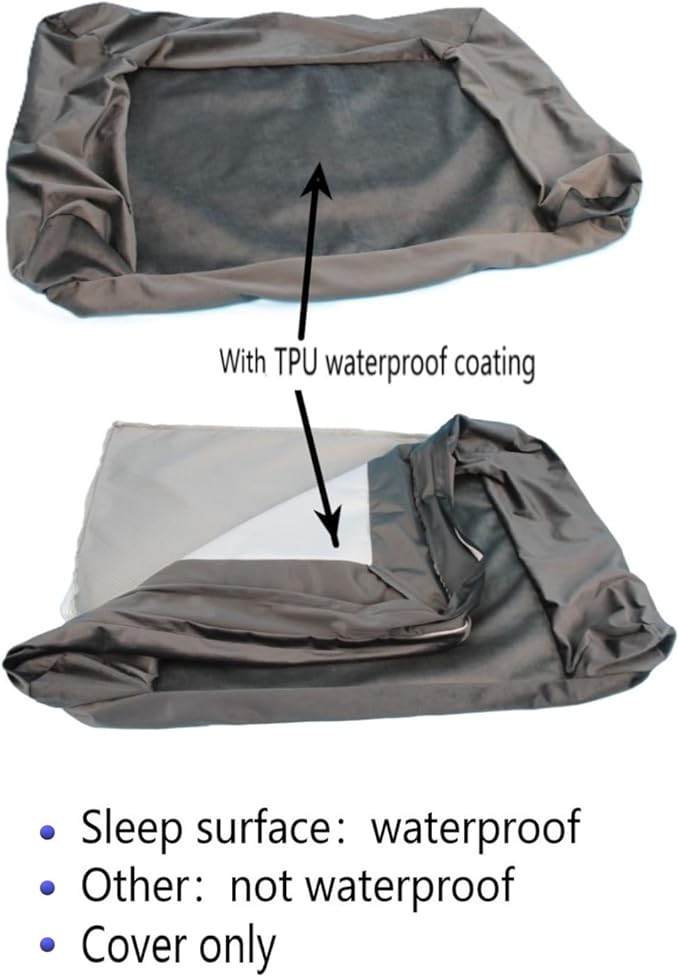 Dog Bed Cover with Bolster Grey Velvet for DIY 30 x 20 Inch Dog Beds