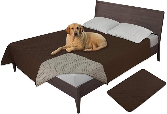 Easy-Going 100% Waterproof Dog Bed Cover, Non-Slip Pet Blanket for Furniture, Washable Couch Cover, Repleasement Sofa Cover (120X82 in,Coffee)