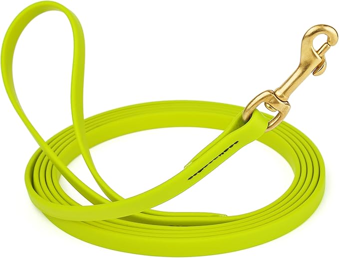 Viper Biothane K9 Working Dog Leash Waterproof Lead for Tracking Training Schutzhund Odor-Proof Long Line with Solid Brass Snap for Puppy Medium and Large Dogs, 20ft Safety Yellow