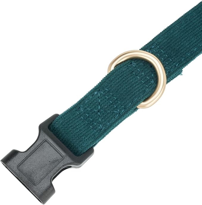 Soft Corduroy Fibric Dog Collar, Quick Side Release Buckle, for Small Dogs.(Green,Small:10-15")