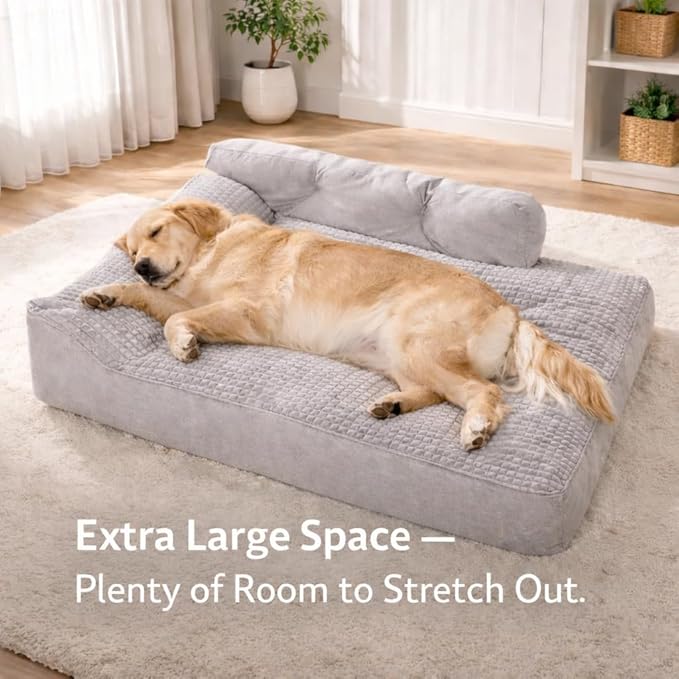 Extra Large Dog Bed, Dog Sofa & Mat with Sides, Warm & Cozy Calming Bed, Durable Comfortable Pad with Reasonable Curves, Machine Washable & All-Season Use for Room to Move Freely