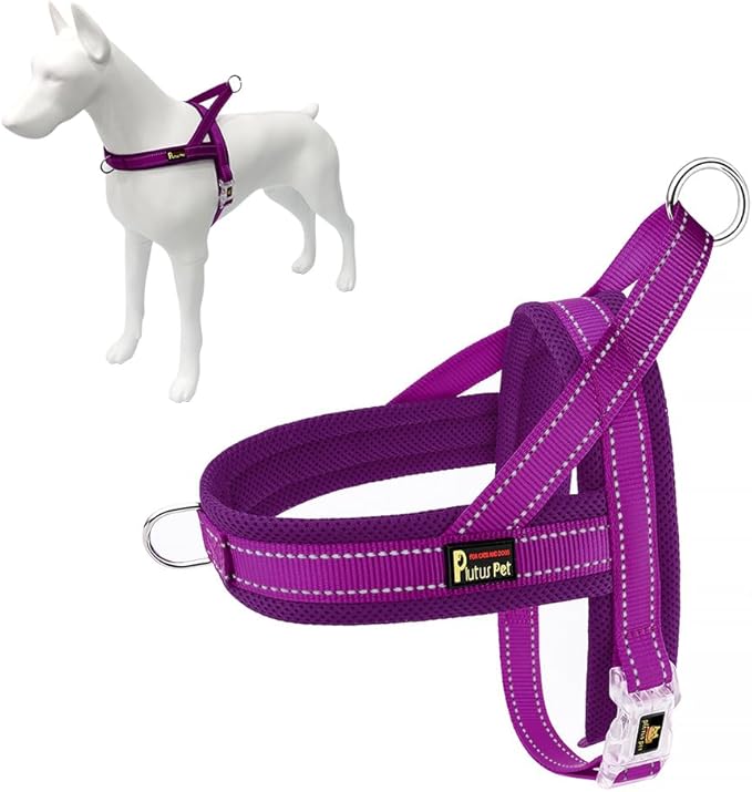 Plutus Pet No Pull Dog Harness with Breathable Mesh Padded, Adjustable Reflective Escape Proof Dog Harness, Quick Fit Dog Vest Harness for Small Medium Large Dogs(M, Purple)