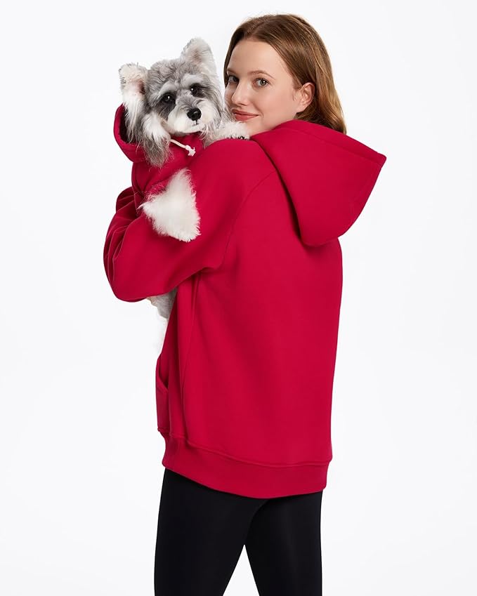 XPUDAC Matching Hoodie for Dogs and Humans Womens Hoodie Oversized Fleece Sweatshirts Long Sleeve Sweaters Pullover Fall Winter Clothes with Pocket, Red, Small