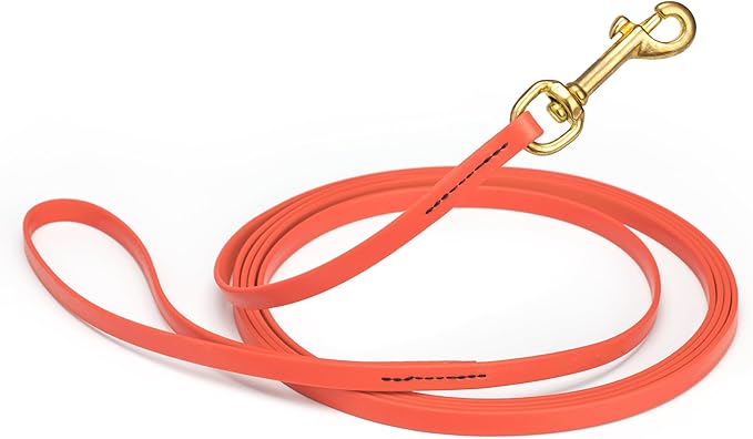 Viper Biothane K9 Working Dog Leash Waterproof Lead for Tracking Training Schutzhund Odor-Proof Long Line with Solid Brass Snap for Puppy Medium and Large Dogs, 33ft Coral