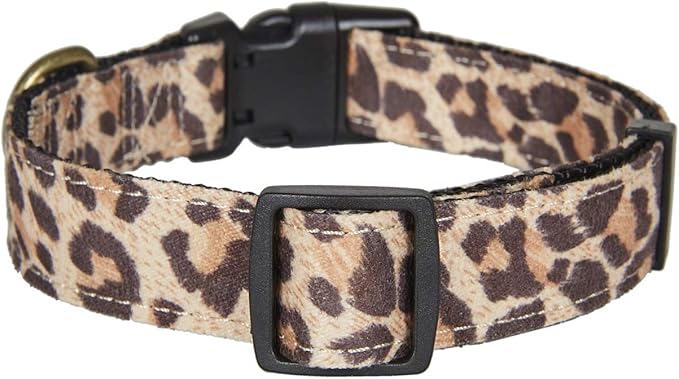 Dog Collar Animal Cheetah Pattern,Wear Resistant Fabric,No Fading,Comfortable and Durable for Puppy Medium Dogs(Neck:12"-18"
