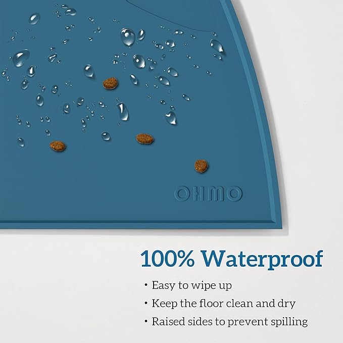 OHMO - Cat Food Mat, Silicone Pet Feeding Mat for Floor Non-Skid Waterproof Dog Water Bowl Tray, Easy to Clean Pet Placemat