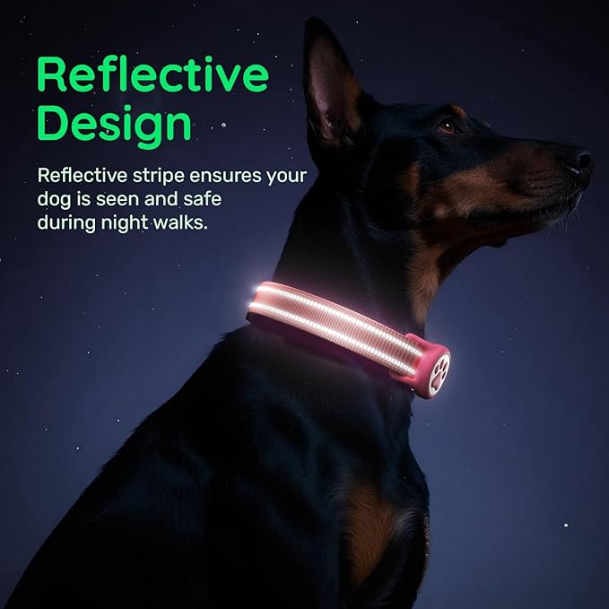 Airtag Dog Collar, Reflective Ultra-Durable Nylon Padded with QR Code Buckle & IP68 Waterproof Air Tag Holder Compatible for Apple AirTag, Comfortable for Small Medium Large Dogs (Hot Pink, XS)
