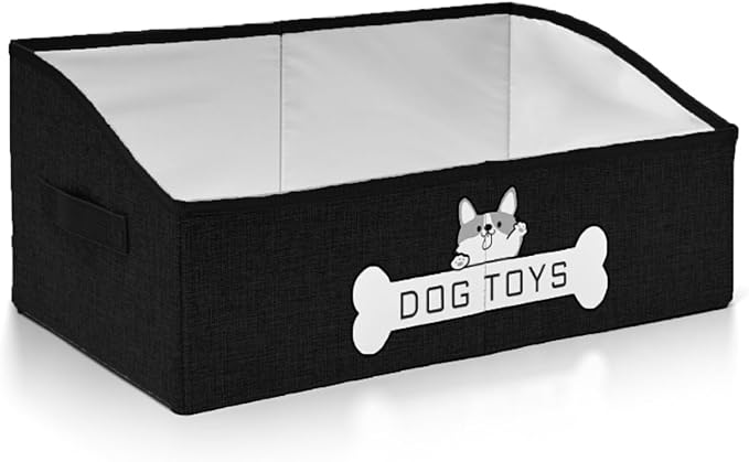 Dog Toy Basket, Specially Designed for Dog Toy Storage, Collapsible Dog Toy Box with Handle，Perfect for Storing Pet Toys and Accessories - Black