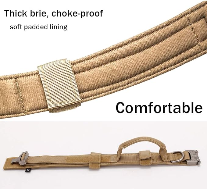 Xqpetlihai Tactical Dog Collar Adjustable Military Nylon Dog Collar with Control Handle and Heavy Duty Metal Buckle for Medium and Large Dogs (Brown,XXL)
