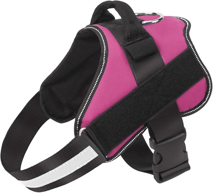 Bolux Dog Harness, No-Pull Reflective Dog Vest, Breathable Adjustable Pet Harness with Handle for Outdoor Walking - No More Pulling, Tugging or Choking (Rose red, L)