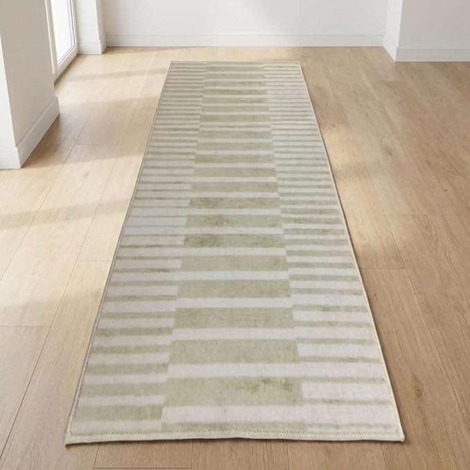 Muddy Mat짰 Creamline 3ft x 7ft Washable Area Rugs for Living Room, Bedroom & Dining Room ??Modern Soft Low Pile Non Slip Carpet ??Pet Friendly Waterproof Foldable Rugs for Home