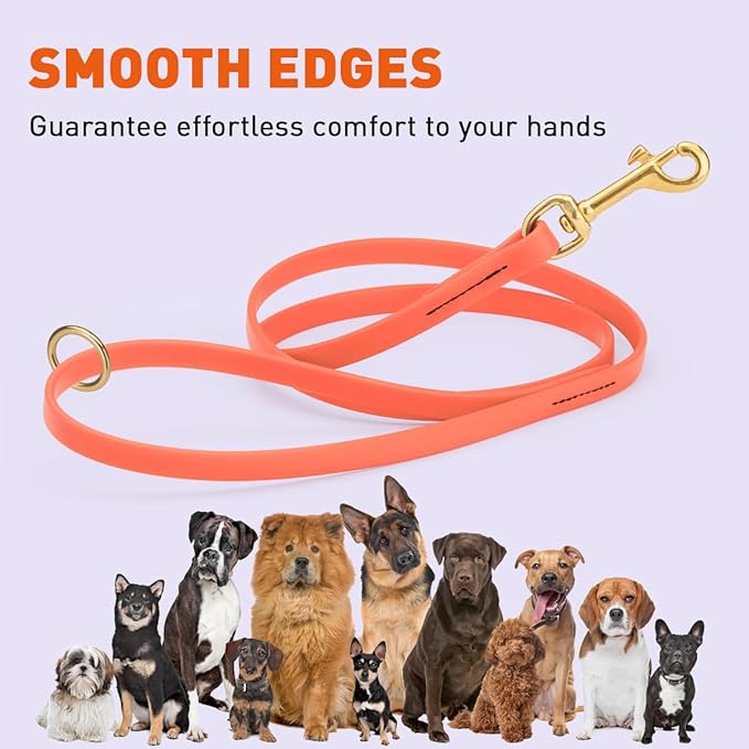 Viper Biothane K9 Working Dog Leash Waterproof Lead for Tracking Training Schutzhund Odor-Proof Long Line with Solid Brass Snap for Puppy Medium and Large Dogs 6ft, Coral