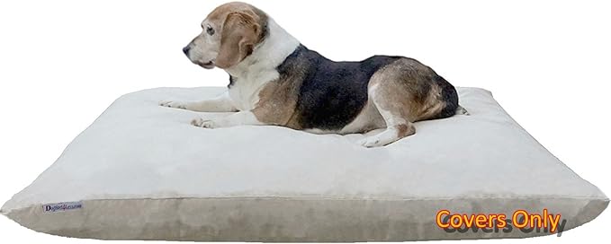 Dogbed4less Do It Yourself DIY Pet Bed Pillow Duvet Suede Cover + Waterproof Internal case for Dog/Cat at Medium 36"X29" Khaki Color - Covers only