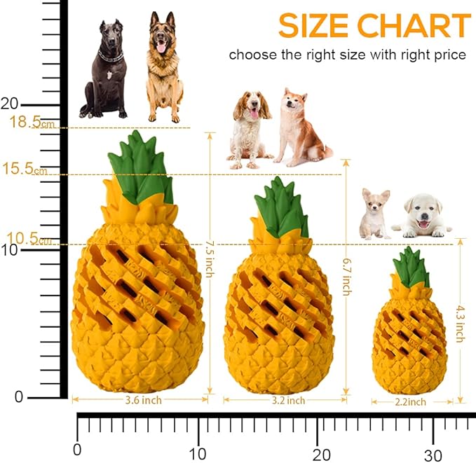 Dog Toy for Aggressive Chewers Large Breeds, Indestructible Pineapple Dog Toys, Tough Treat Dispensing Toys for Small Medium Large Dogs (Large)