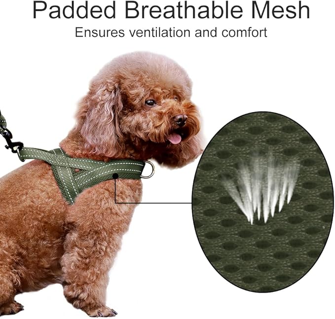 Plutus Pet No Pull Dog Harness with Breathable Mesh Padded, Adjustable Reflective Escape Proof Dog Harness, Quick Fit Dog Vest Harness for Small Medium Large Dogs(XS, Ranger Green)