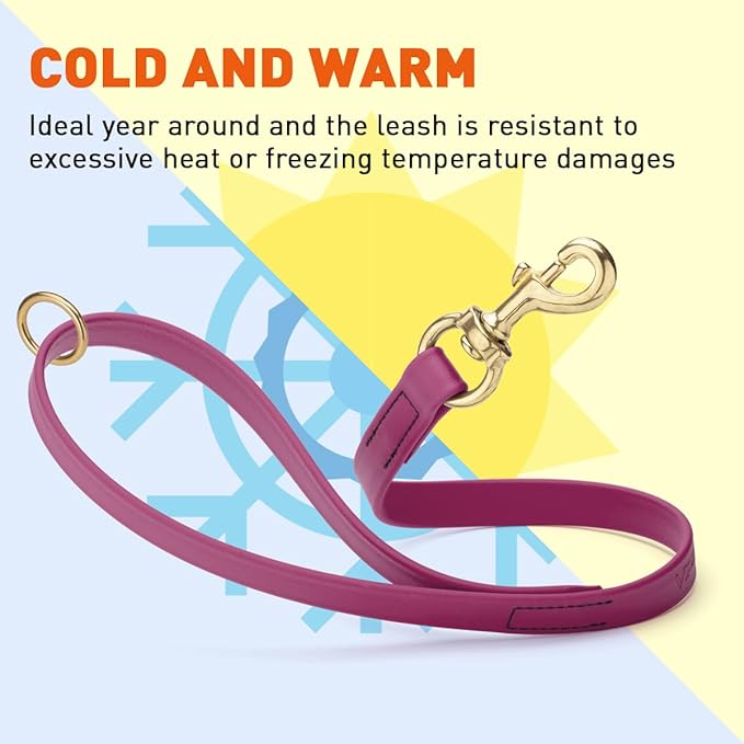 Viper Biothane K9 Working Dog Leash Waterproof Lead for Tracking Training Schutzhund Odor-Proof Long Line with Solid Brass Snap for Puppy Medium and Large Dogs 20in, Magenta Pink
