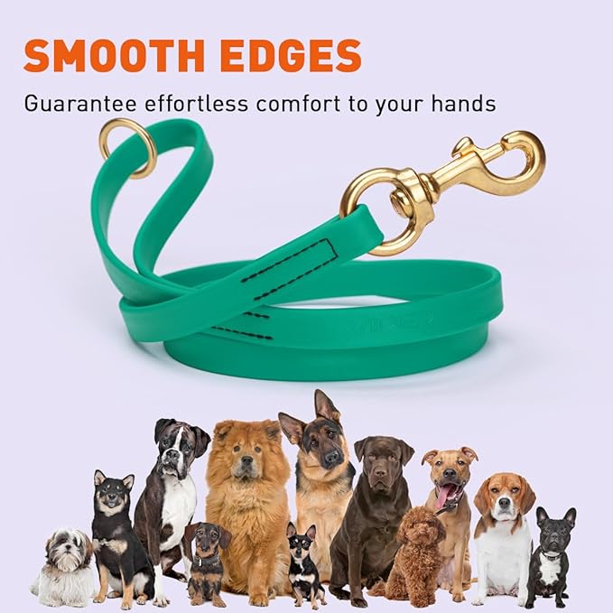 Viper Biothane K9 Working Dog Leash Waterproof Lead for Tracking Training Schutzhund Odor-Proof Long Line with Solid Brass Snap for Puppy Medium and Large Dogs 4ft, Teal