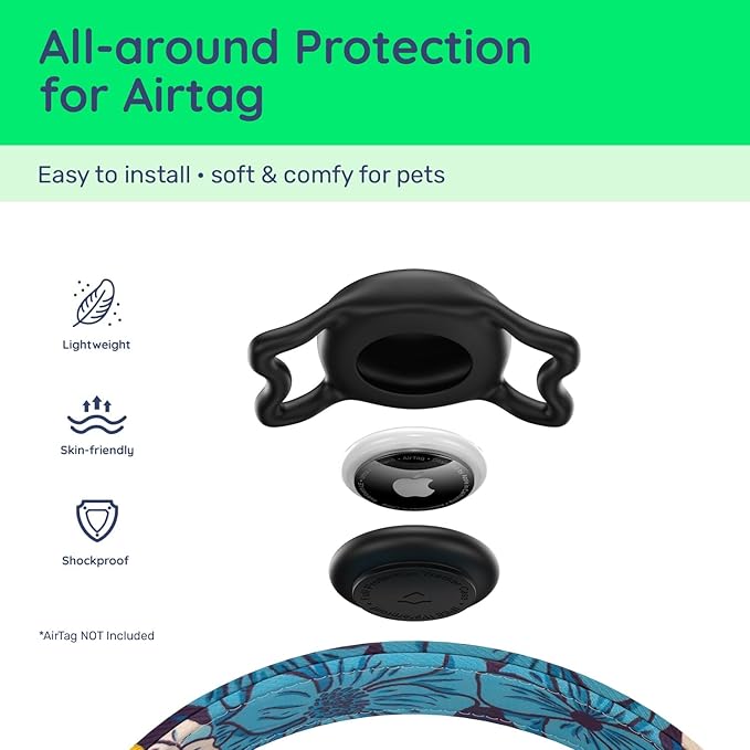 WhoseID Airtag Dog Collar,with Waterproof airtag Holder竊똎riginal Stylish Cute Pattern Design.QR Code ID Buckle竊똂omfortable Soft Cotton for Small Medium Large Dogs