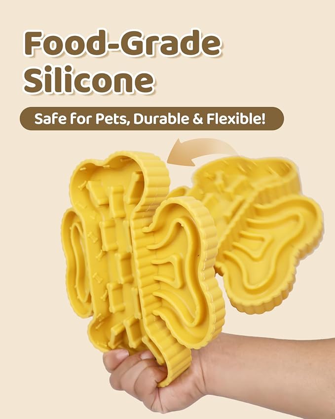 Healthy Slow Feeder Dog Bowl for Fast Eaters - Anti-Gulping Puzzle Feeder with Strong Suction Cups, BPA-Free Pet-Safe Bowl, Dry/Wet Food Compatible for Dog&Cat Yellow (Prevents Bloat & Indigestion)