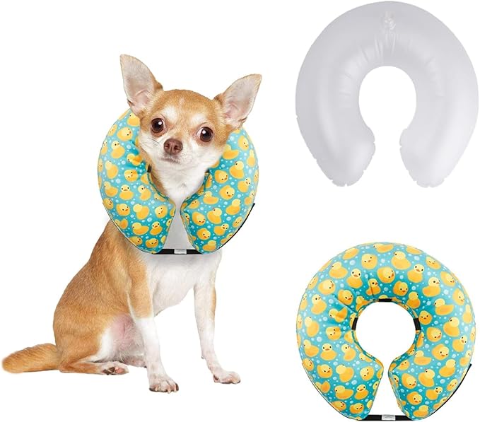 CuteBone Inflatable Dog Donut Collar with Removable Soft Fleece Covers for Small/Medium/Large Dogs and Cats After Surgery GWB04M