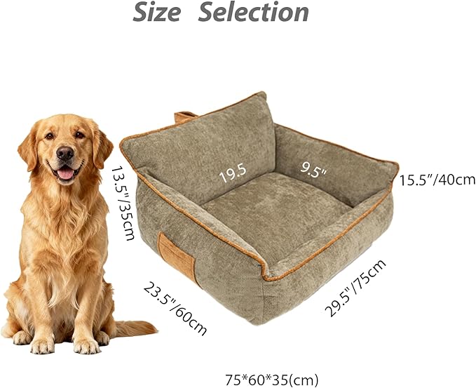 Orthopedic Dog Bed with Memory Foam, Washable Plush Pet Bed for Small, Medium & Large Dogs, Cozy Bolster Crate Dog Bed for Joint Support & Comfort.(Brown)