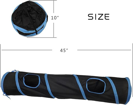 Cat Tunnel for Indoor Cats Interactive, Rabbit Tunnel Toys, Pet Toys Play Tunnels for Cats Kittens Rabbits Puppies Crinkle Pop Up Black 45"