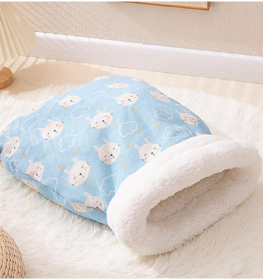 Soft & Safe Cat Tunnel Sleep Bag Bed Cozy Hideway for Kitty's Comfort (Blue, Large)