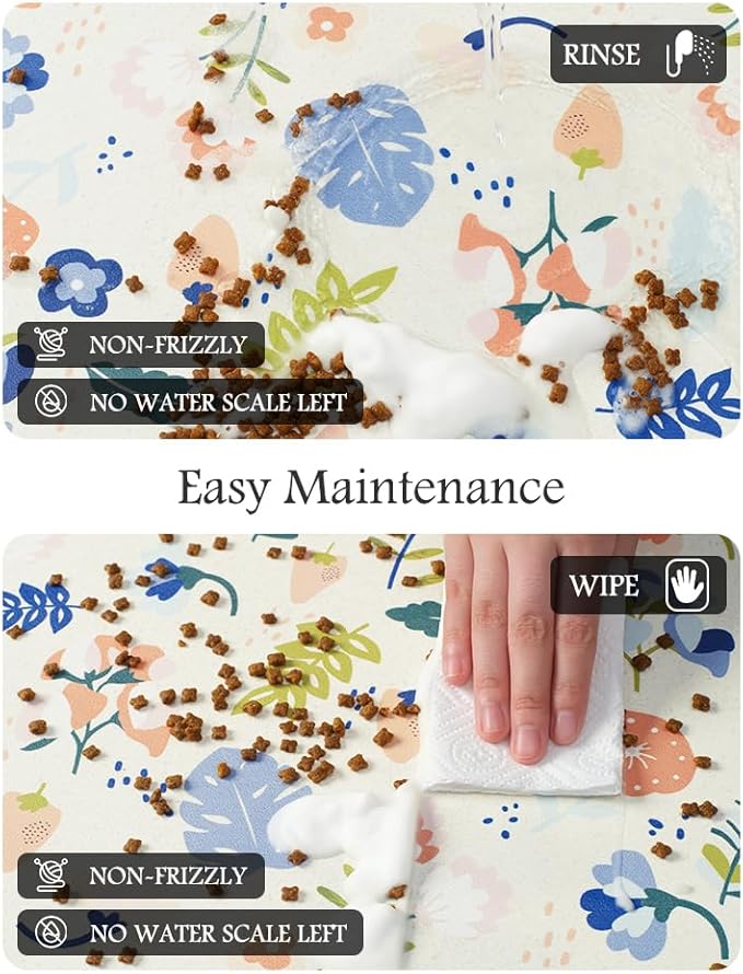 Pet Feeding Mat-Absorbent Dog Mat for Food and Water Bowl-No Stains Quick Dry Water Dispenser Mat-Dog Accessories Pet Supplies-Bowl for Messy Drinkers（LIGHTFLOWERS,17"x34"
