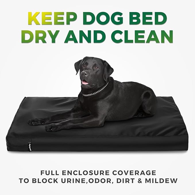 Waterproof Dog Bed Cover Replacement Washable, Easy to Clean, Pet Hair Resistant, Heavy Duty Oxford, Zipper Closure, Indoor/Outdoor Use, Fits 38 Inch Dog Crate - Large - 36"x 27"x 3" - Black