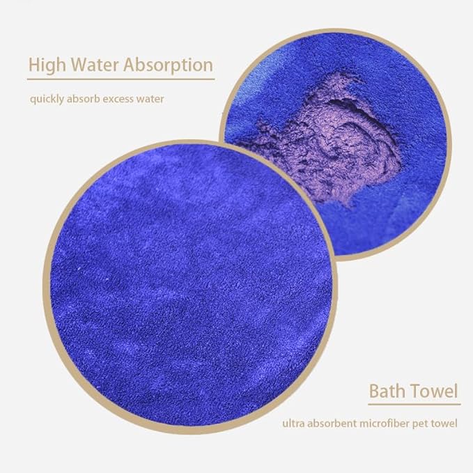 Super Absorbent Microfiber Dog Towels - Soft Pet Grooming Towel for Drying & Bathing Large, Medium or Small Dogs - 42.5" x 27.5" Perfect for Pet Shower & Pet Supplies! Blue