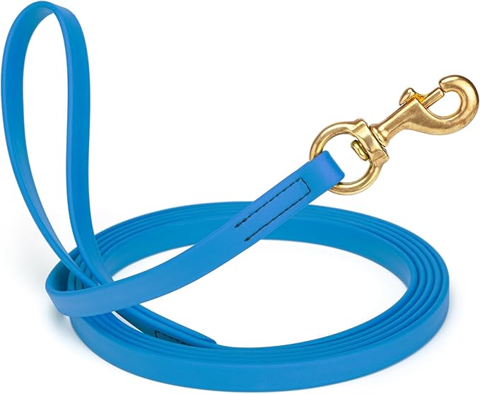 Viper Biothane K9 Working Dog Leash Waterproof Lead for Tracking Training Schutzhund Odor-Proof Long Line with Solid Brass Snap for Puppy Medium and Large Dogs, 20ft Cerulean Blue