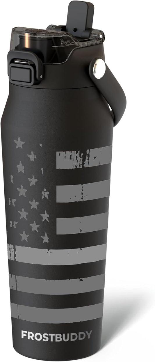 Frost Buddy 24oz Insulated Water Bottle with Straw & Chug Lid | Leak-Proof Stainless Steel | 24-Hours Cold | Sweat-Proof, Cup Holder Friendly | Ideal for Gym, Travel, Sports & Everyday Hydration