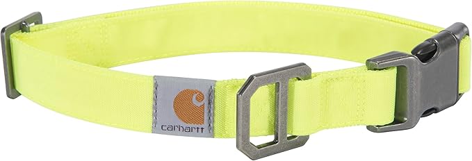 Carhartt Nylon Duck Dog Collar, Fully Adjustable Durable 2-Ply Cordura Nylon Canvas Collars for Dogs, Brite Lime, Large