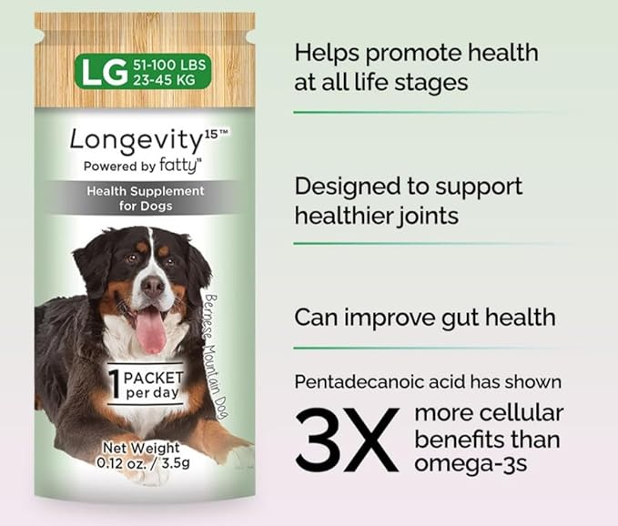 Longevity15 C15:0 Dog Health Supplement (30-Day Supply) & Yummy Combs Dog Dental Treats (8oz Bag) for Extra Small Dogs – C15:0 Fatty Acid for Daily Wellness, Food Topper – VOHC Approved Oral Care
