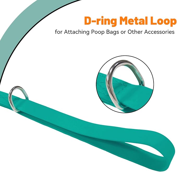 Waterproof Dog Leash, 5/6 FT Durable Odor-Proof Dog Leashes with Strong Metal Hooks Fits Small Medium or Large Dogs (Emerald Green, 6FT - 1 inch Width)